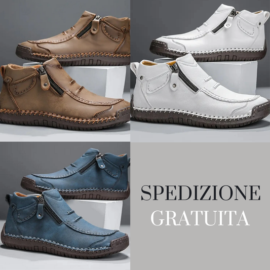 Scarpe Casual in Pelle con Zip - Stile Artigianale