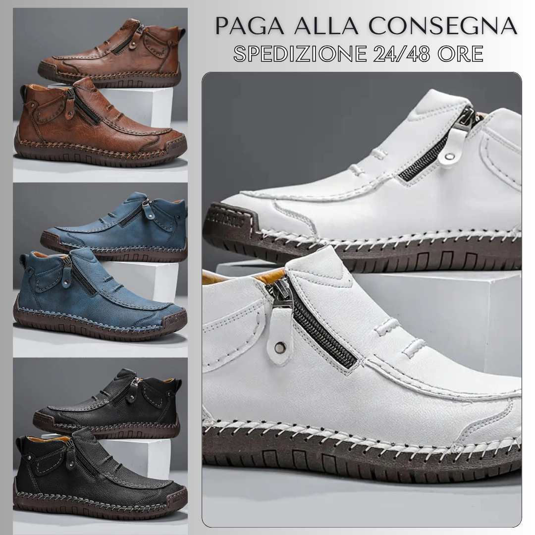 Scarpe Casual In Pelle Con Zip